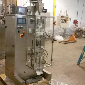 Vacuum lifter, hot leaf printer and Markem digital printer. Tear notch, gas flush and group counting conveyors.